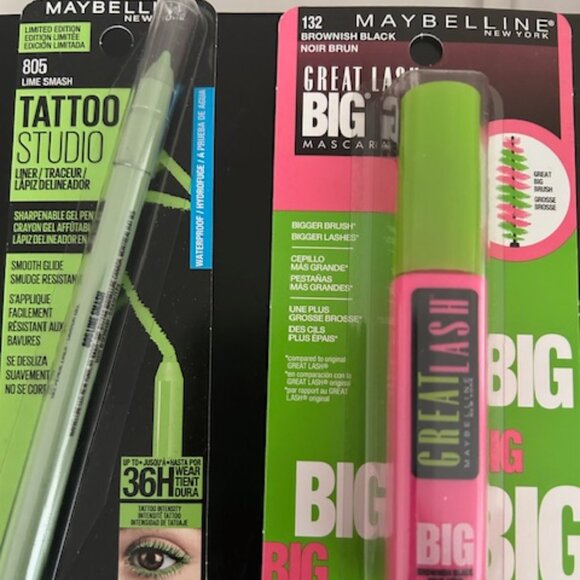 BRAND NEW MAYBELLINE MASCARA AND GREEN EYE LINER - Picture 1 of 1